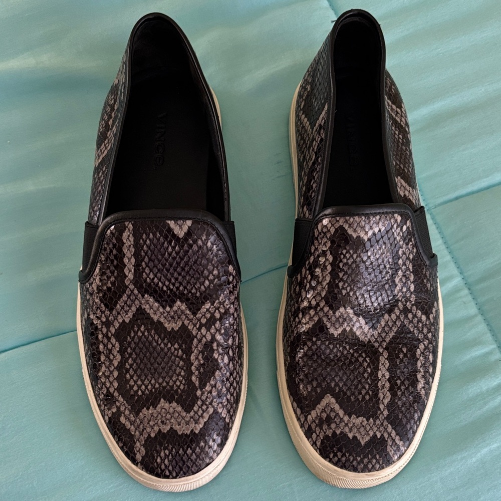 Vince Black and Brown Snake Pattern Sneakers